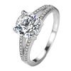 Anillo de diamantes de dos filas de 2 quilates con ancla y mercancía, anillo de diamante hueco con doble brazo dividido, anillo abierto de diamante de imitación