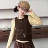 Conjunto de Manga Larga para Niñas Primavera y Otoño 2026 Nuevo Estilo Niños Falso Dos Piezas Niñas Niños Mayores Elegante Capa Base Pantalones a Cuadros
