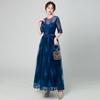 Vestido de Noche para Banquete para Mujer 2026 Nuevo Estilo Sitio Independiente de Aliexpress Azul Marino Largo Elegante Adelgazante Vestido