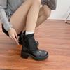 Botines Cortos Retro Otoño e Invierno Versátiles de Suela Gruesa para Aumentar Altura con Tacón Grueso, Botas Martin, Cremallera Trasera, Botines Cortos Ajustados para Mujer