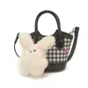 Bolsa de mão xadrez transfronteiriça de moda para mulheres, mini laço simples bolsa de ombro transversal pai-filho infantil moderna