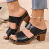 Sandalias de tacón alto para mujer de talla grande, comercio exterior transfronterizo europeo y americano, nuevas sandalias de moda otoño 2026 con tacón grueso y punta abierta