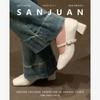 [Tres Rollos] Edición Piel de Oveja ~ Zapatos Mary Jane Franceses Tacón Grueso Zapatos Individuales Cuero Zapatos de Hada Suaves Tacón Medio Zapatos de Noche