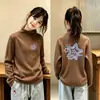 2026 Top de Forro Polar Otoño/Invierno para Niñas Medianas y Grandes Camiseta Elegante de Manga Larga Versátil Prenda Base Moda Cuello Alto Ropa Interior