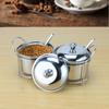 Set Combinado de Condimentos Comercial de Acero Inoxidable para Restaurante Dos Dos Sabores Tres Sabores Cuatro Sabores Caja de Condimentos de Encimera Frasco Vela Excelente