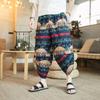 Calças tailandesas de elefante Calças Wide Leg Calças Masculinas Estilo Étnico Algodão e Linho Bloomers Calças Capri Casuais Calças Flor Gordurosa