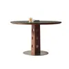 Mesa de Jantar Redonda Delifeng Estilo Medieval em Ardósia, Madeira Maciça Retrô Mesa Redonda Pequena para Apartamento Mesa de Jantar para Sala de Jantar