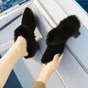 Chinelos Quentes Femininos Outono/Inverno Uso Externo 2026 Novo Estilo Mule Bico Fino Salto Alto Fashionable Solado Macio Bico Fechado Meio Chinelo