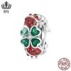 Aifule Trevo da Sorte joaninha contas de silicone prata esterlina s925 zircônia silicone contas espaçadoras DIY contas soltas joias