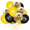 Set de Globos con Confeti Negro Dorado para 16 18 30 40 50 60 Años Combinación Decoración para Fiesta de Cumpleaños de Adultos
