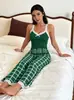 Amazon Comércio Exterior Transfronteiriço Roupa de Casa Casual Calças Longas Estampadas Pijama Feminino Elegante Estilo Europeu e Americano Conjunto de Duas Peças Que Pode Ser Usado Fora