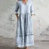 2026 Nuevo Estilo Europeo y Americano de Comercio Exterior Transfronterizo Vestido Casual de Verano Holgado con Cuello en V y Mangas Largas Impreso en 3D para Mujer