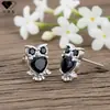 Pendientes de Plata de Ley S925 de Búho para Mujer Comercio Electrónico Transfronterizo Pendientes de Alta Gama Incrustados con Diamantes Baño de Oro Real Alta Retención del Color