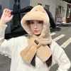 Conjunto de Gorro de Felpa y Bufanda de Invierno con Cachorro Lindo para Mujer Ciclismo Cortavientos Protección para los Oídos Bufanda para el Cuello Engrosada para Prevenir el Frío y Heattech en Otoño