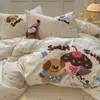 Novo Conjunto de Cama de Algodão de Quatro Peças 2025 Capa de Colcha de Algodão com Desenhos Conjunto de Três Peças para Cama de Dormitório Lençol de Cama Touca de Cama Roupa de Cama Infantil