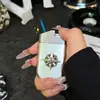 AM7209 Encendedor de Chorro Clásico Hecho a Mano con Base Redonda, Metálico a Prueba de Viento Recargable Encendedor de Regalo Creativo Venta al por Mayor