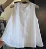 Nuevo Estilo de Verano Fresco y Sencillo Chaleco de Commuting para Mujer, Camisa Casual Holgada Retro Calada para Mujer