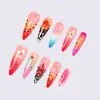 Uñas postizas barrocas, piezas de uñas terminadas, ponibles, 3D en relieve, florales tridimensionales, con perlas, forma de almendra francesa