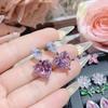 Camélia novos brincos de orelha super fada rosa, lindos brincos de orelha banhados a ouro 18K brilhantes, irregulares, doces e legais