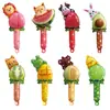 Globo de Palo de Fruta Animal Famoso en Internet para Sostener en la Mano Actividad de Jardín de Infancia Regalo Decoración de Fiesta de Cumpleaños Infantil Globo de Papel de Aluminio