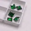 Anillo Cuadrado Princesa de Esmeralda con Circonita Cuadrada Verde Piedra Suelta al por Mayor