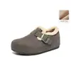 Zapatos Birkenstock con Forro de Felpa para Mujer 2025 Invierno Nuevo Estilo Marrón Aumentadores de Altura Peludos de Algodón Zapatos Casuales Versátiles Botas de Nieve Zapatos de Mujer