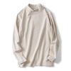 Camiseta de manga larga para hombre, otoño e invierno, cuello alto medio, terciopelo de doble cara, ropa interior informal, jersey de color sólido cálido, camisa de corte entallado