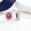 Pendientes Elegantes Europeos y Americanos para Mujer Pendientes de Gema Rojo Rosa Microincrustada Pendientes de Gema de Venta Caliente Pendientes Ovalados Pendientes
