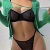 Aliexpress Amazon Transfronterizo Lencería Sexy de Malla Sujetador Estilo Francés Conjunto Ultra Delgado de Lencería