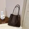 Bolso Tejido Retro Coreano 2026 Nuevo de Moda Bolso Tote de Gran Capacidad de Hombro Único para Viajes