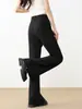 Pantalones acampanados modernos elásticos negros para mujer, nuevo estilo otoño 2026, talla petite, con caída, tacto de alta gama, pantalones de campana estilo traje