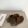 2026 estilo preguiçoso slip-on casual com sola grossa bico fechado meias-pantufas para mulheres, pantufas de inverno para exterior