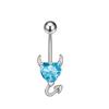Nuevo comercio exterior moda europea y americana sexy diablito uña incrustada con diamantes brillante discoteca amor circonita anillo para ombligo sexy