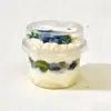 Vaso Desechable de Doble Pared para Leche, Vaso Redondo con Cuchara, Postre de Helado, Gelatina de Helado, Vaso para Yogur, Vaso para Mousse de Gelatina de Leche de Coco