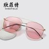 Nuevas gafas de sol de montura grande de metal europeas y americanas, gafas de sol de moda estilo océano, gafas de sol unisex, venta al por mayor 9325