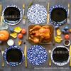 Ca073 Manteles Individuales Redondos con Patrón Azul Decoración para Fiesta Vajilla Porcelana China Azul y Blanco Decorativos Desechables