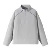 Ropa ACU para Hombre Sudadera con cuello alto de color contrastante, media cremallera para hombre, tejido gofrado otoño e invierno 2026, top casual moderno