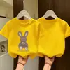 Camiseta de Manga Corta 100% Algodón para Niña 2026 Verano Delgada Estampada Top Holgado Transpirable Amigable con la Piel para Niños Camisa de Media Manga