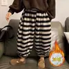 Suporte para Personalização~Calças Listradas Infantis, Calças de Veludo para Crianças Outono e Inverno, Calças de Moletom Grossas para Bebês, Calças Largas com Punho