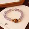 Pulsera de Amatista Natural Pulsera Valiente Pulsera para Mujer Lujo Ligero Alto Sentido Personalidad Nicho Pulsera de Cristal Original Venta al por Mayor