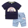 Camiseta de niño verano nuevo Unicornio comercio exterior ropa infantil ins versión coreana de algodón pantalones cortos de manga corta para niños traje de dos piezas