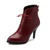 Botines retro para mujer con cremallera trasera, punta fina, talla grande para mujer, tallas 40-46, tacón alto, producción a largo plazo L105