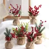 Decoraciones de Navidad Adornos de Escritorio Pastorales de Navidad Recortes de Lino con Bayas Adornos para Mostrador de Muebles