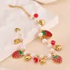 Verano 2025 Nueva Serie de Frutas Resina Roja Sandía Fresa Cereza Perla de Imitación Pulsera Pulsera que Conserva el Color para Mujer