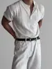 Camiseta de Manga Corta de Punto con Cuello Henry Ajustada para Hombre, Nuevo Estilo Verano 2025, Camiseta Versátil Madura para Negocios Casual