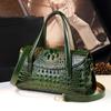 Bolso de Almohada de Moda con Patrón de Cocodrilo 2024 Nuevo Bolso Boston de Cuero Genuino Bolso Cruzado Elegante Bolso de Hombro para Mamá para Mujeres