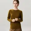 Nueva colección de otoño e invierno: Prenda interior de punto de cachemira moderna, suave y cómoda, color liso, cuello redondo simple, mangas largas y amigable con la piel para mujer