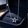 Colar de prata de lei s925 com estrela e diamante simples estilo coreano moderno versátil corrente de clavícula pentagrama gargantilha para mulheres