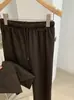Pantalones Casuales Fluidos de Otoño KEKEZOON con Cintura Alta Elástica y Cordón, Pantalones de Pierna Recta de Color Sólido hasta el Suelo 9142