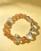 Pulsera nueva de cuentas de vidrio con lámina de oro, pulsera de hilo de cuentas de vidrio craquelado, suministro en vivo